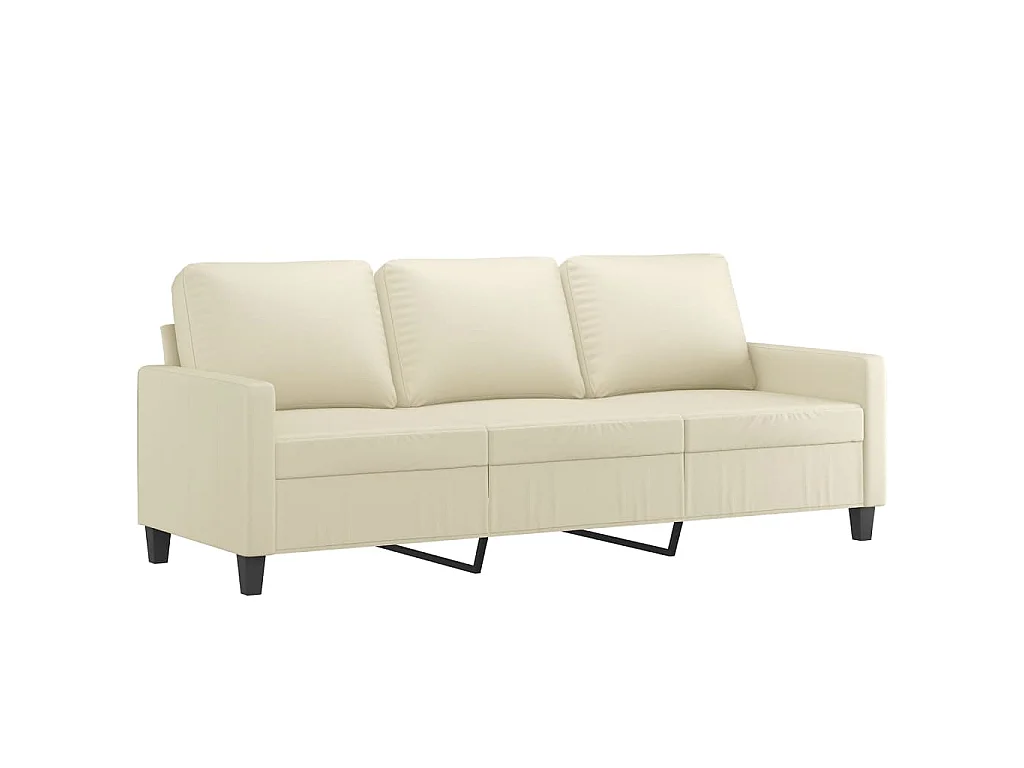 3-Sitzer-Sofa mit Hocker Creme 180 cm Kunstleder