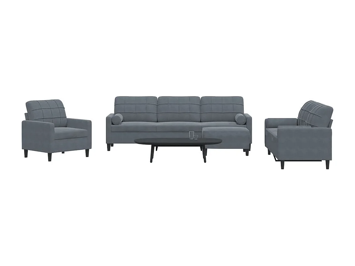 Ensemble de canapés 4 pcs avec coussins et traversins velours