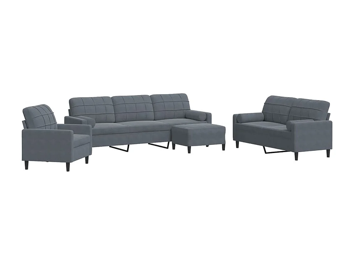 Ensemble de canapés 4 pcs avec coussins et traversins velours