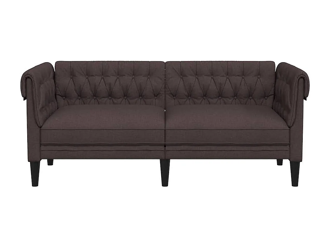 Chesterfield-Sofa 2-Sitzer Dunkelbraun Stoff