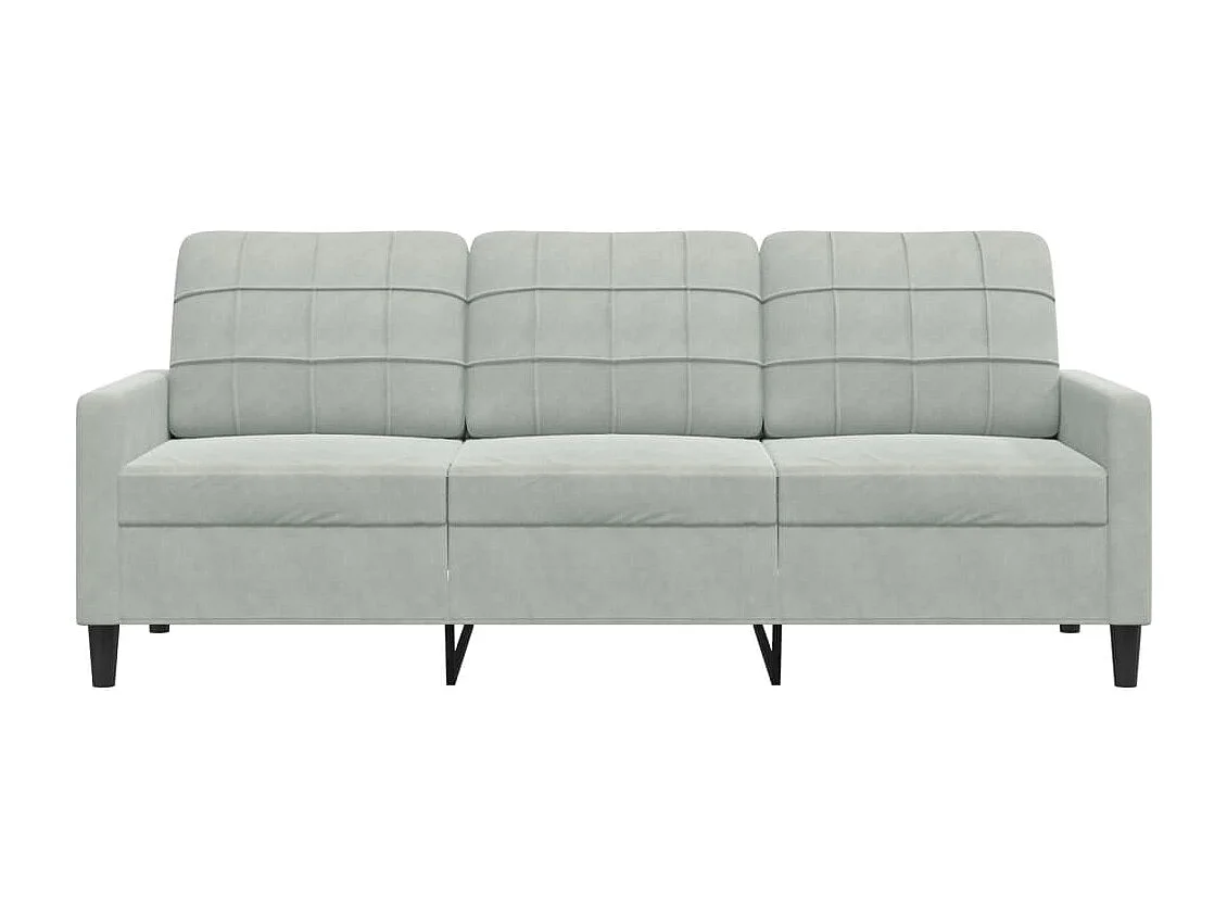 Sofá de 3 lugares 180 cm veludo cinzento-claro