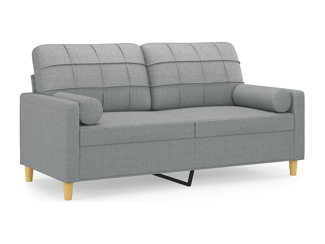 Canapé 2 places avec oreillers gris clair 140 cm tissu