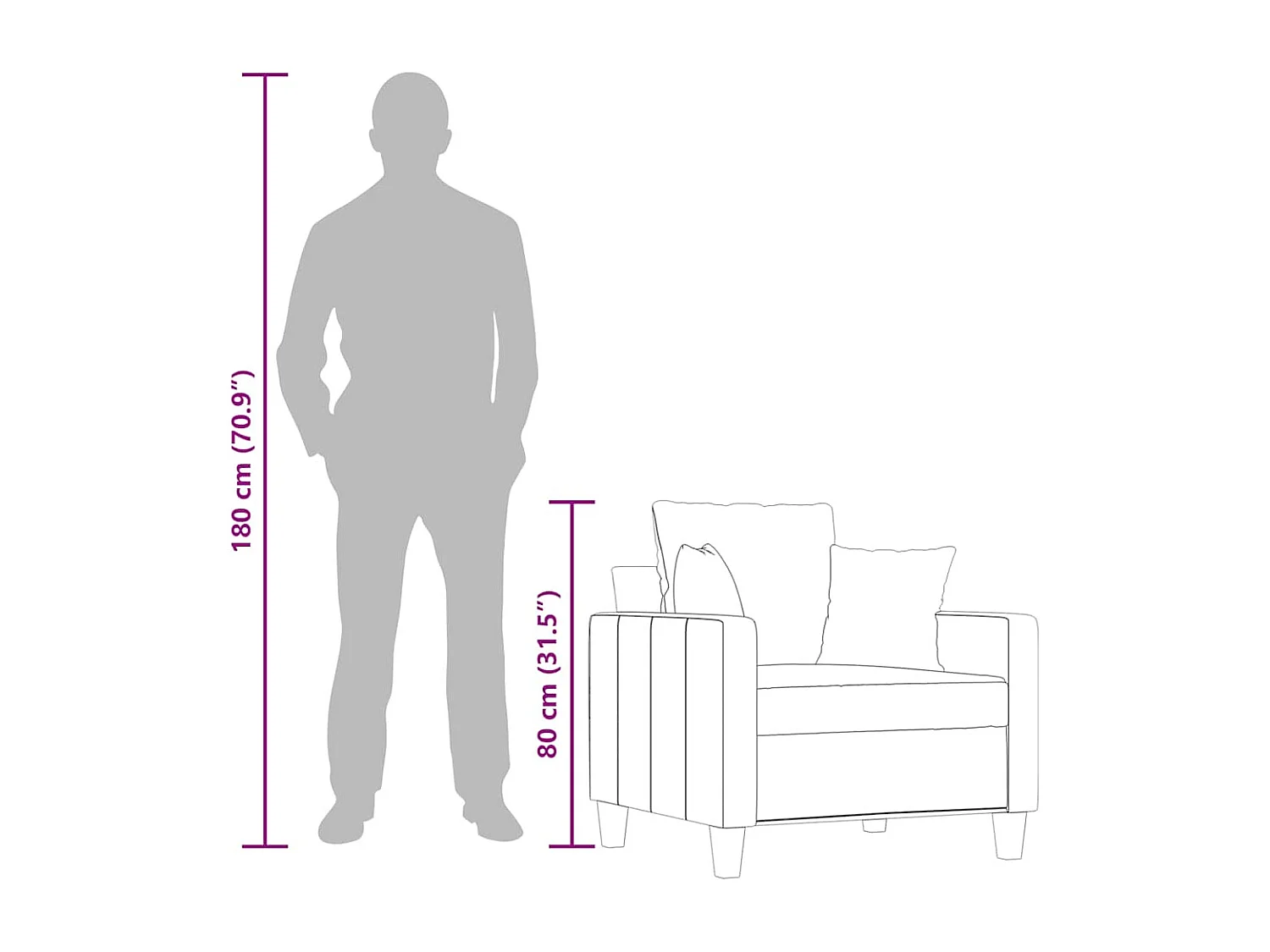 Fauteuil Noir 60 cm Tissu