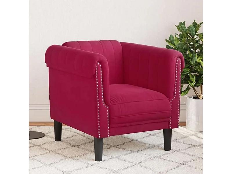 Fauteuil rouge bordeaux velours