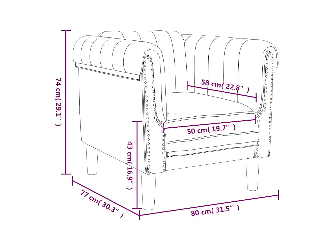 Fauteuil rouge bordeaux velours