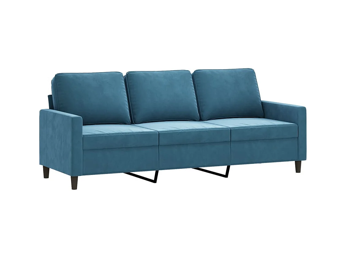 Canapé à 3 places Bleu 180 cm Velours