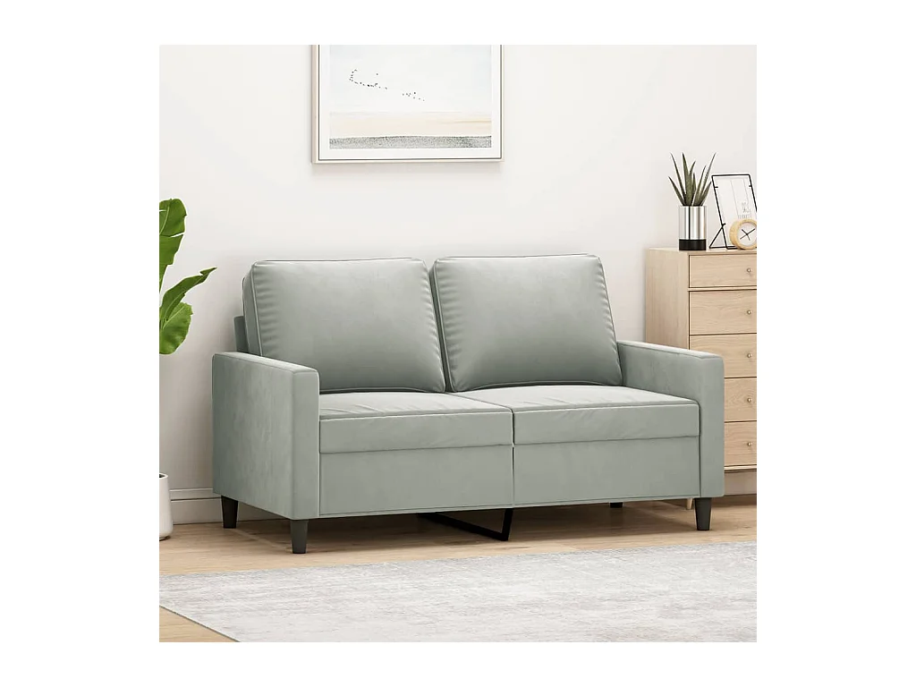Canapé à 2 places Gris clair 120 cm Velours