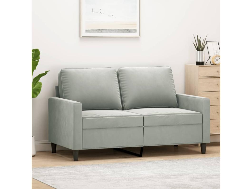 Sofá de 2 lugares 120 cm veludo cinzento-claro