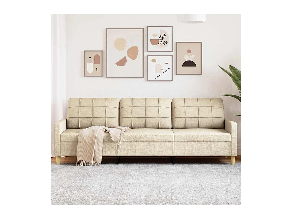 Canapé à 3 places Crème 210 cm Tissu
