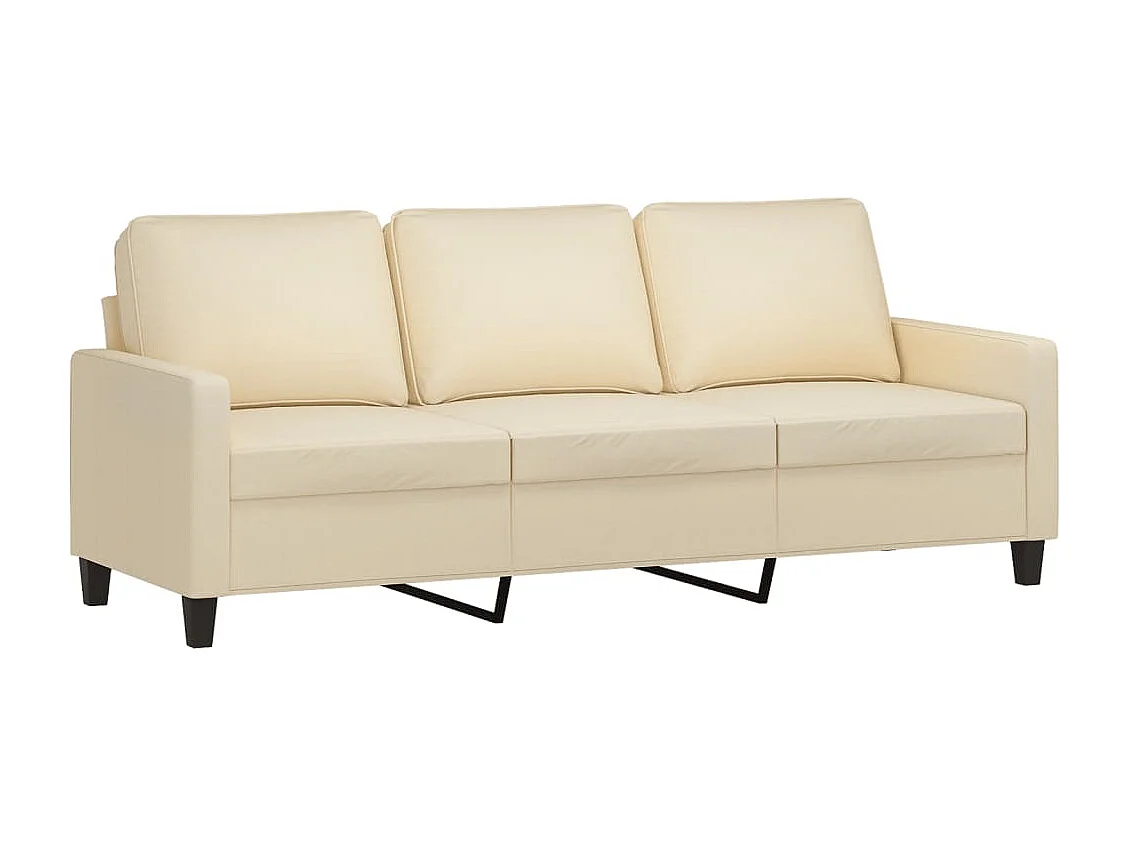 Sofá de 3 lugares com apoio de pés 180 cm tecido cor creme