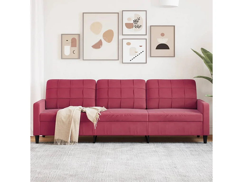 3-Sitzer-Sofa Weinrot 210 cm Samt