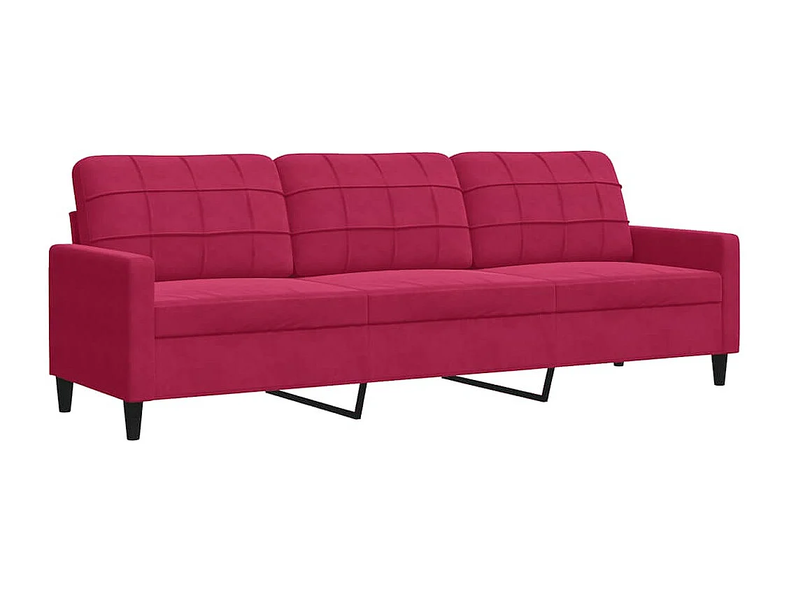 Canapé à 3 places Rouge bordeaux 210 cm Velours