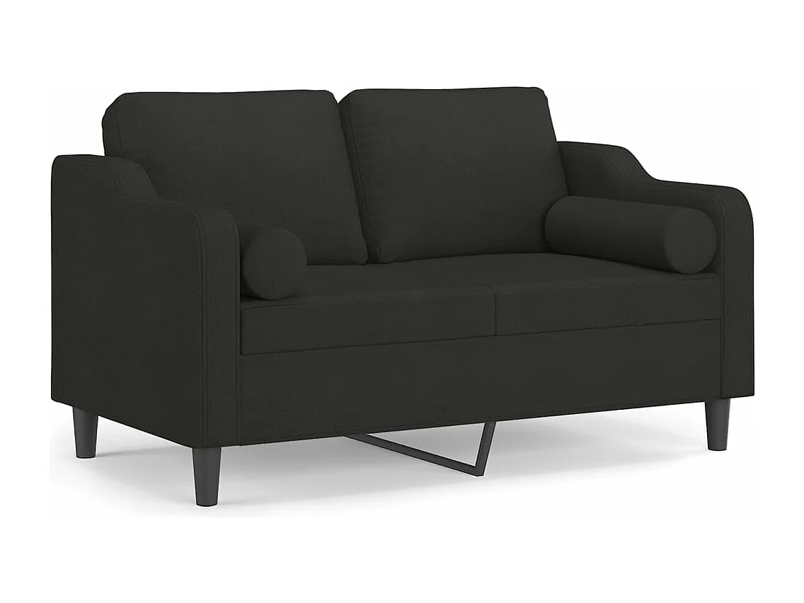 Sofá de 2 plazas con cojines tela negro 120 cm