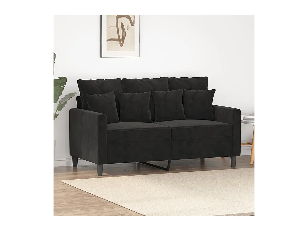 Canapé à 2 places Noir 120 cm Velours