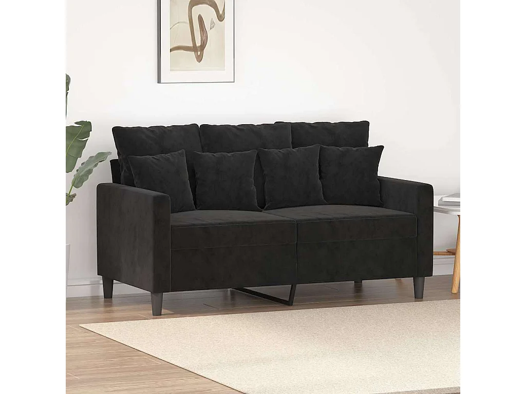 Canapé à 2 places Noir 120 cm Velours