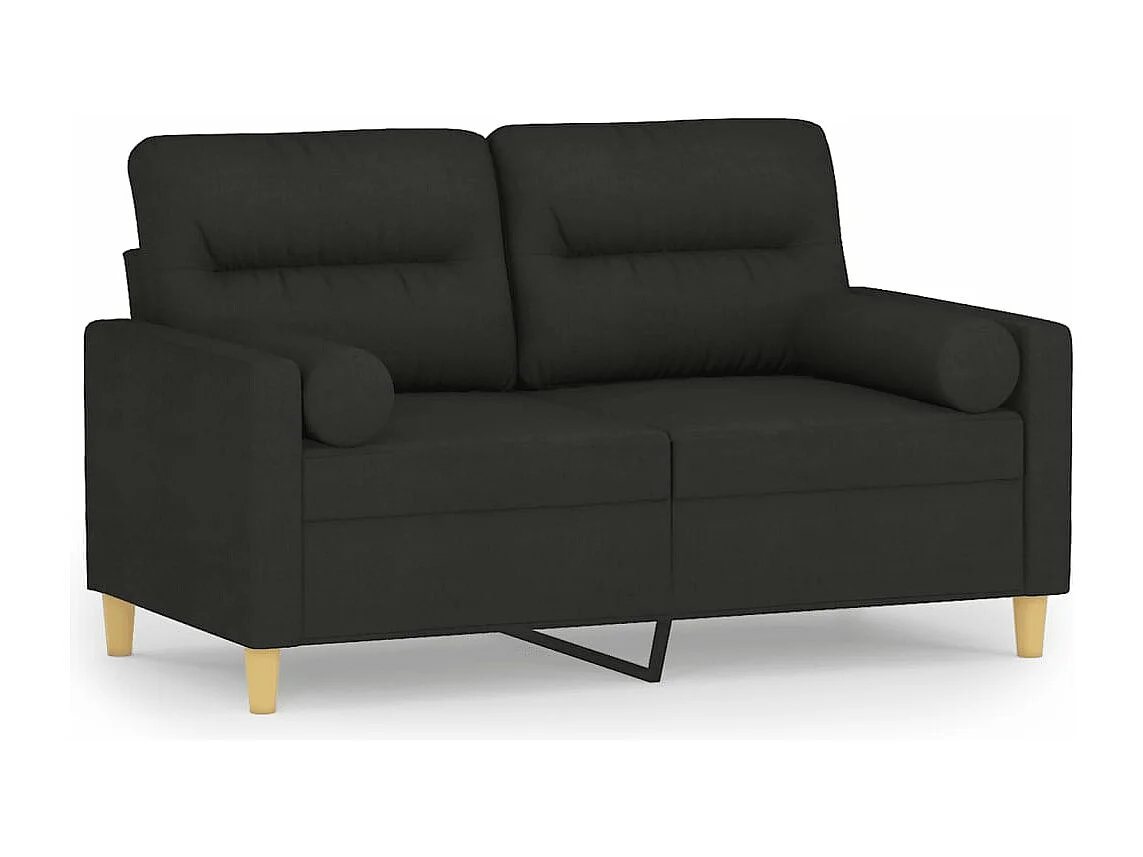Tweezitsbank met sierkussens 120 cm stof zwart