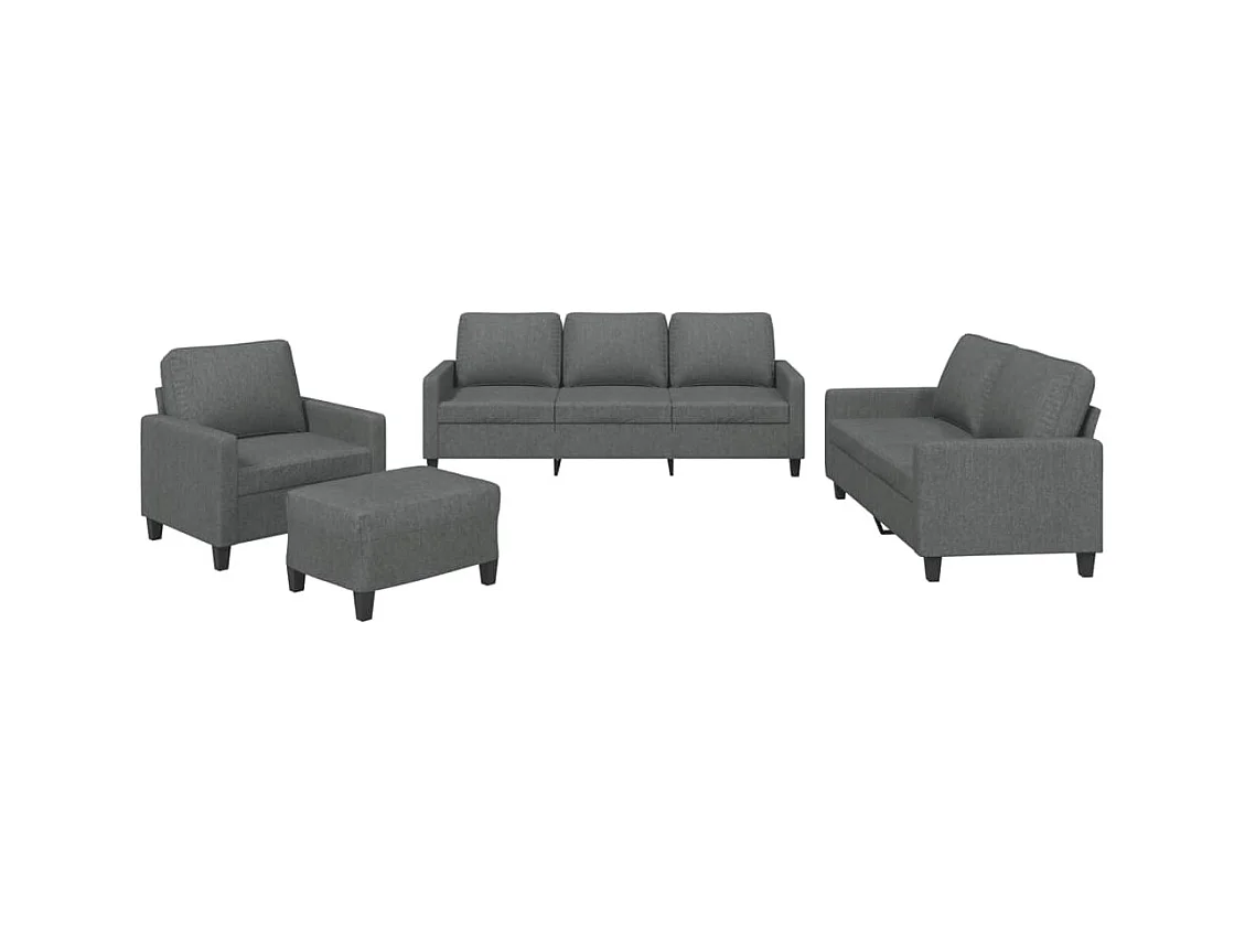 Ensemble de canapés 4 pcs avec coussins Gris foncé Tissu