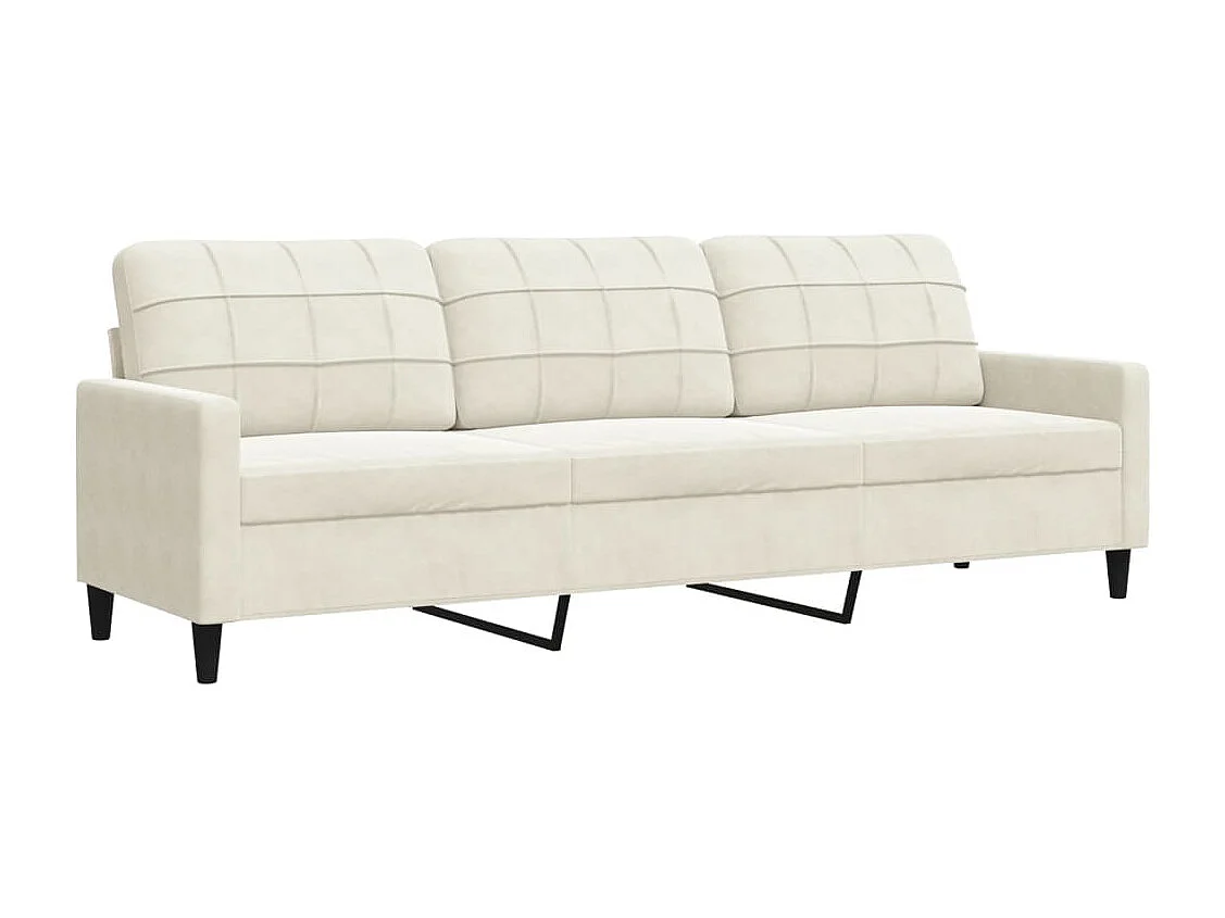 Sofá de 3 lugares 210 cm veludo cor creme