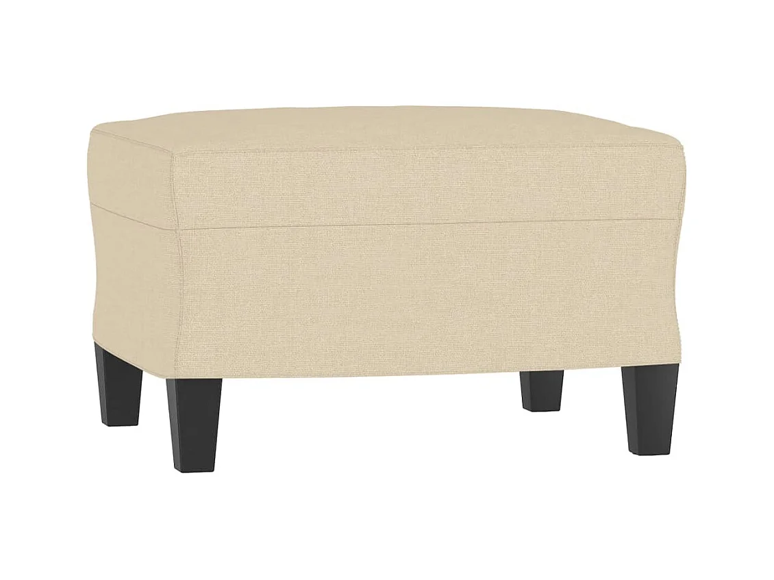 3-Sitzer-Sofa mit Hocker Creme 180 cm Stoff