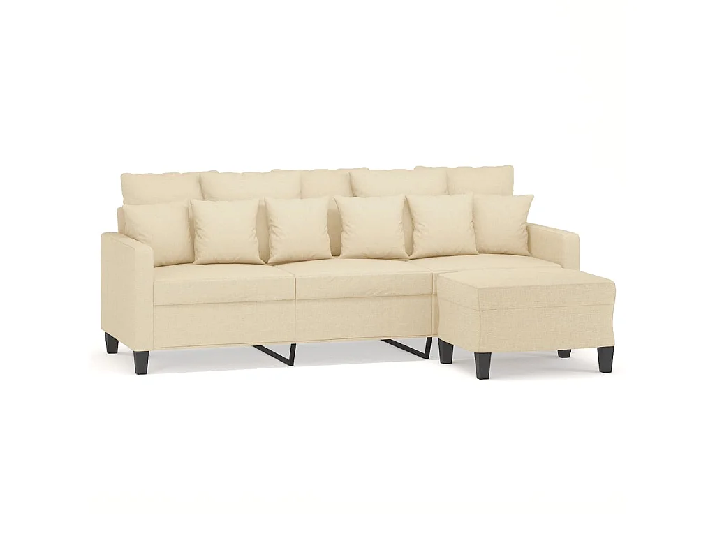 Canapé à 3 places avec repose-pieds Crème 180 cm Tissu