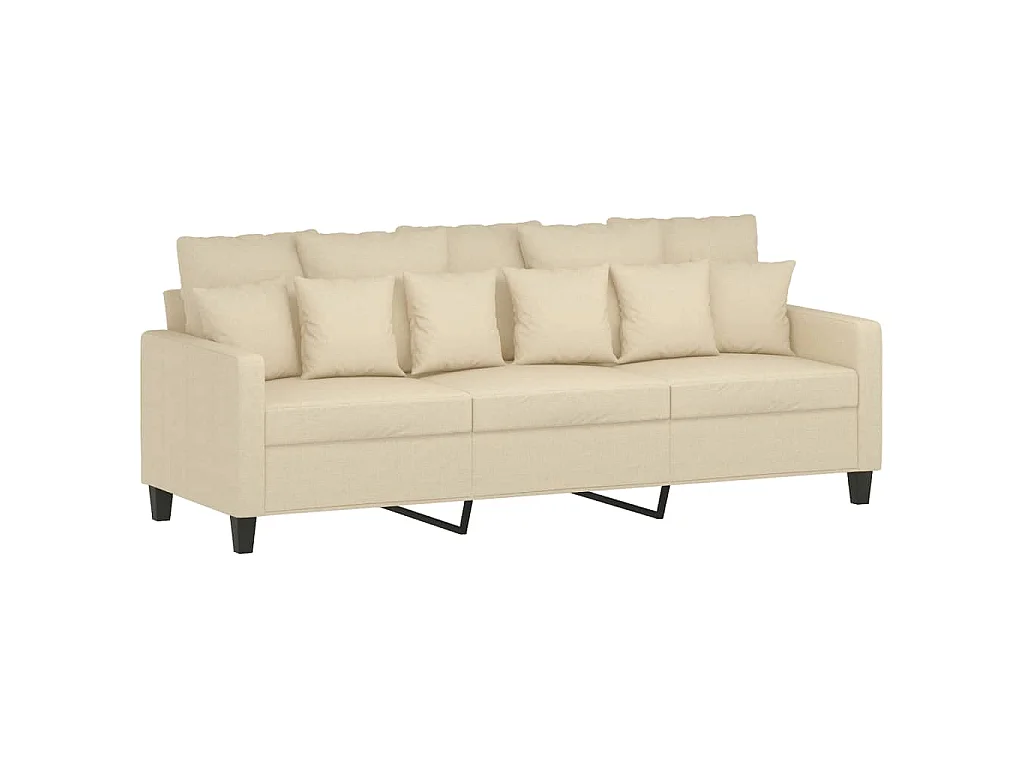Canapé à 3 places avec repose-pieds Crème 180 cm Tissu
