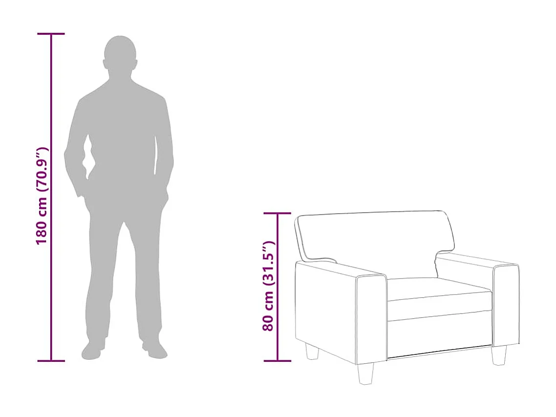 Fauteuil Gris 60 cm Similicuir