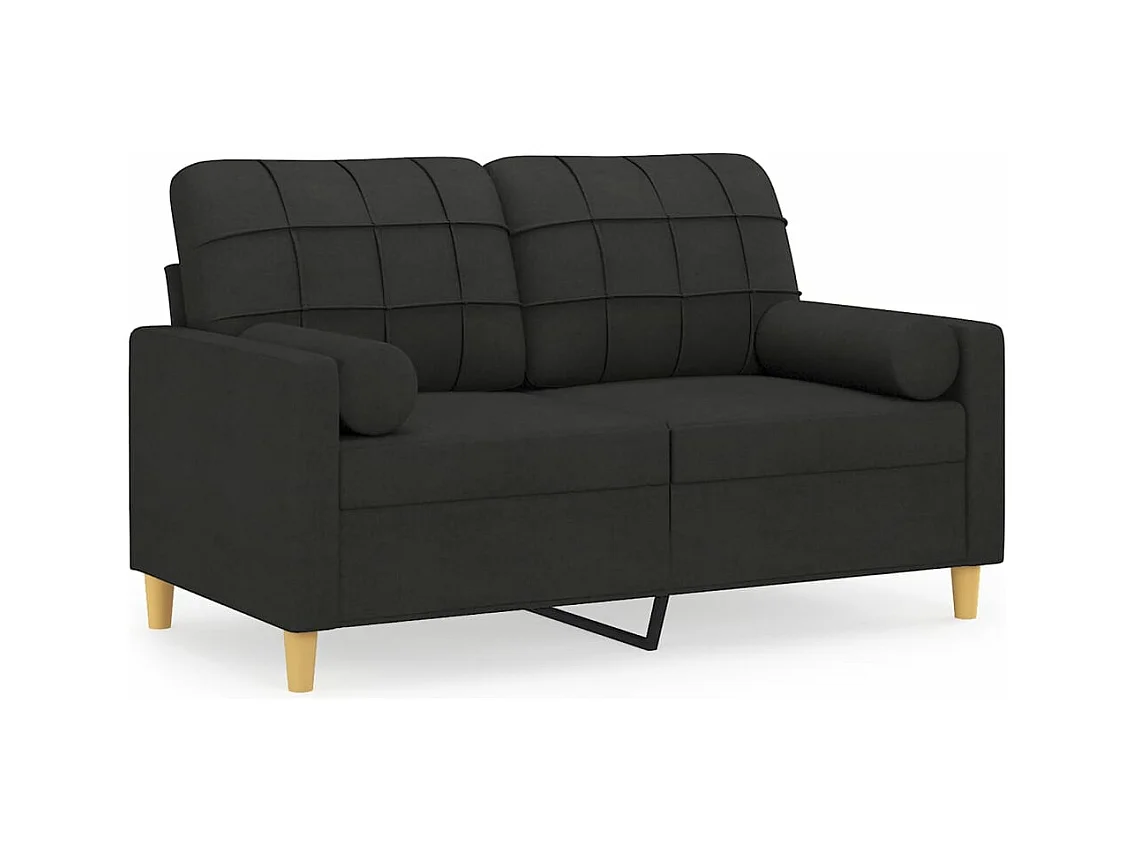 2-Sitzer-Sofa mit Zierkissen Schwarz 120 cm Stoff