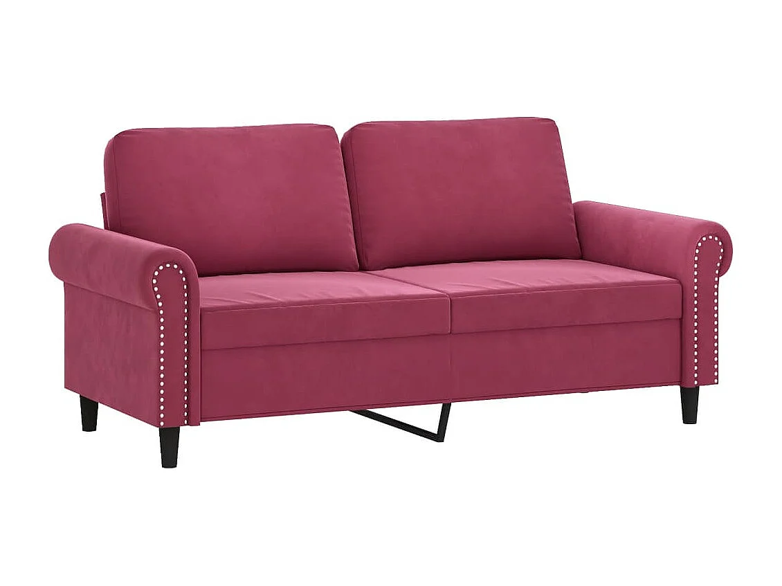 Sofá 2 lug. + almofadas decorativas 140cm veludo vermelho tinto
