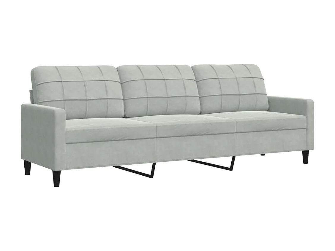 3-Sitzer-Sofa Hellgrau 210 cm Samt