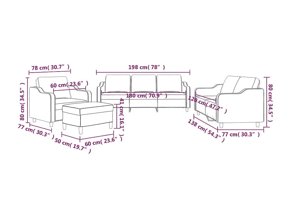 Ensemble de canapés 4 pcs avec coussins Gris foncé Tissu