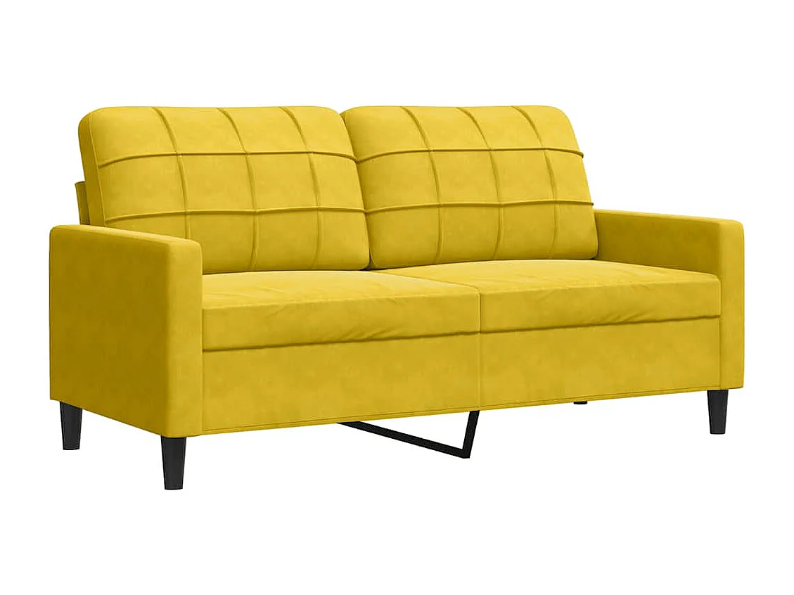 Canapé à 2 places Jaune 140 cm Velours
