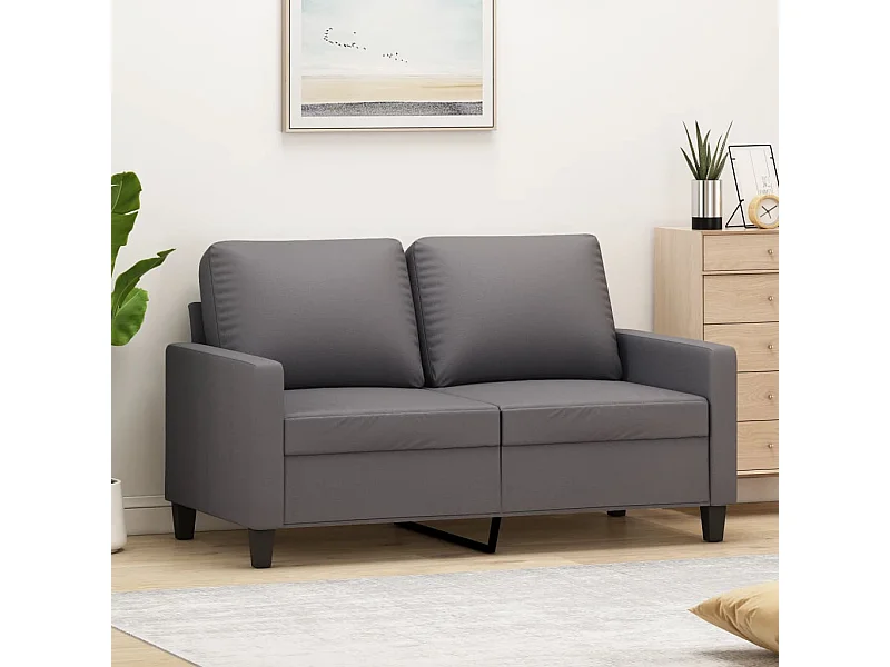 2-Sitzer-Sofa Grau 120 cm Kunstleder