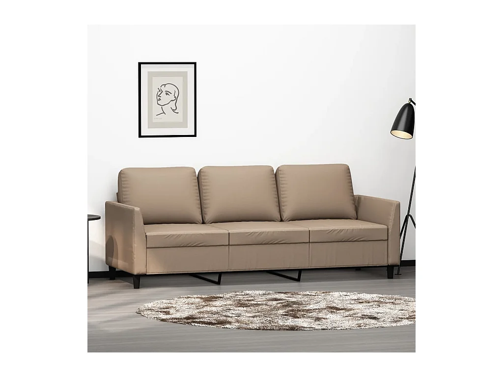 Sofá de 3 plazas de cuero sintético color capuchino 180 cm