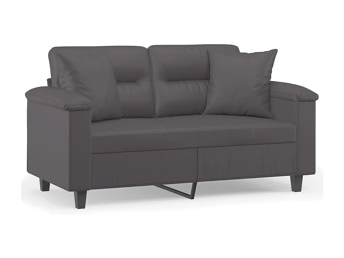 2-Sitzer-Sofa mit Zierkissen Grau 120 cm Kunstleder