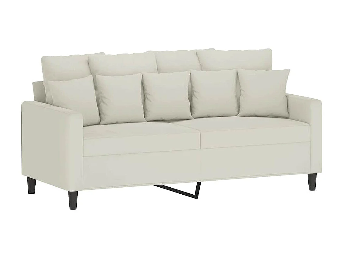 3-tlg. Sofagarnitur mit Kissen Creme Samt