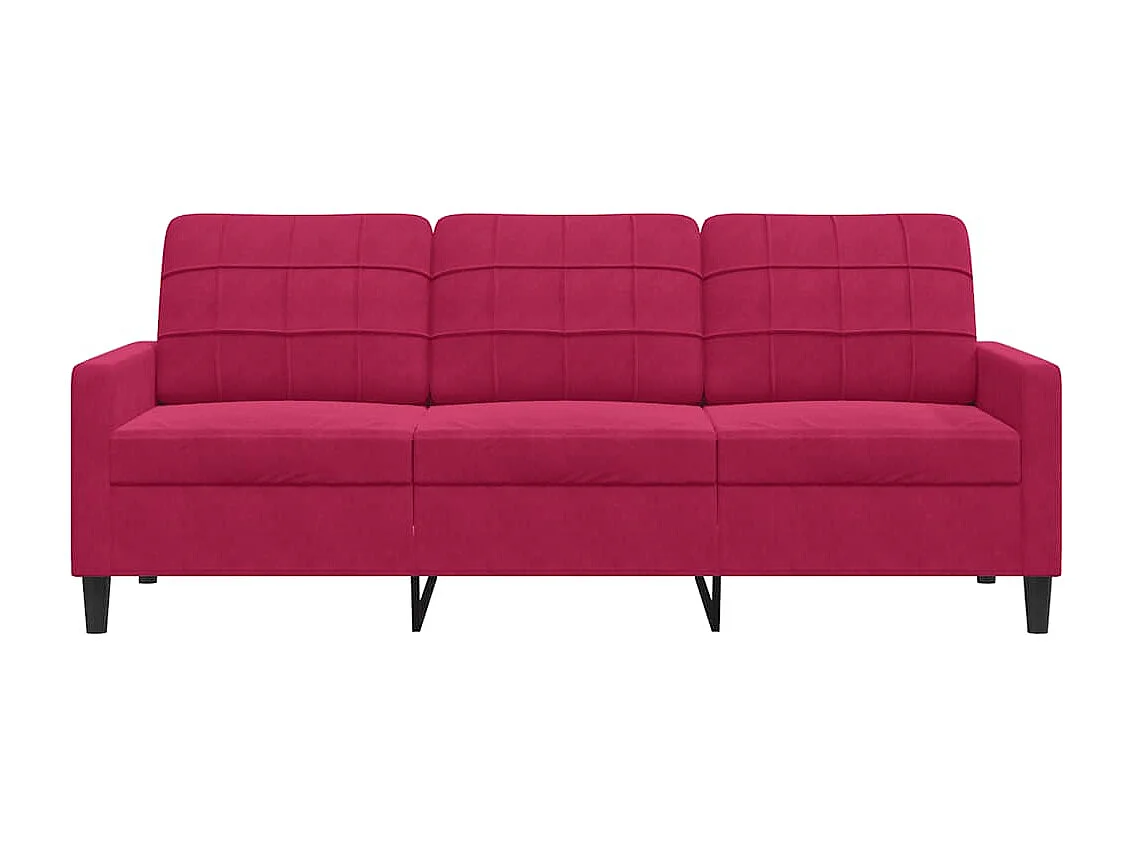 Canapé à 3 places Rouge bordeaux 180 cm Velours
