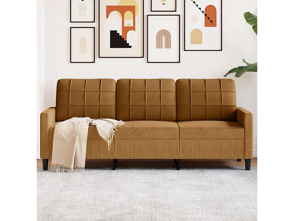Canapé à 3 places Marron 180 cm Velours