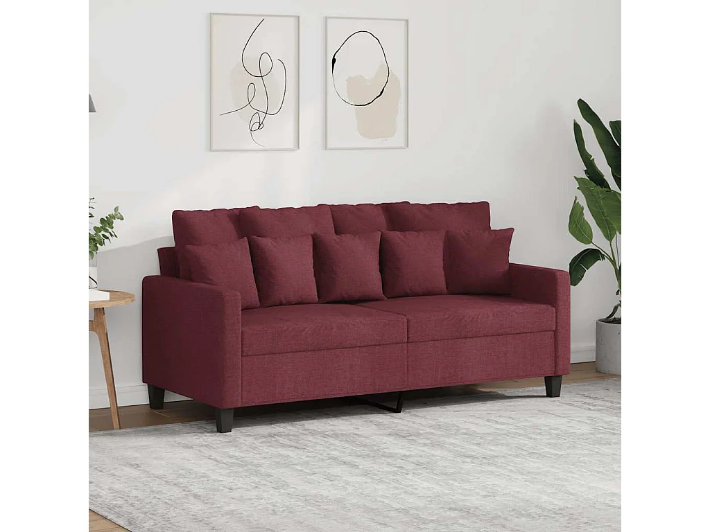 Kanapa 2-osobowa Czerwony Bordeaux 140 cm Tkanina Nowoczesna Wygodna
