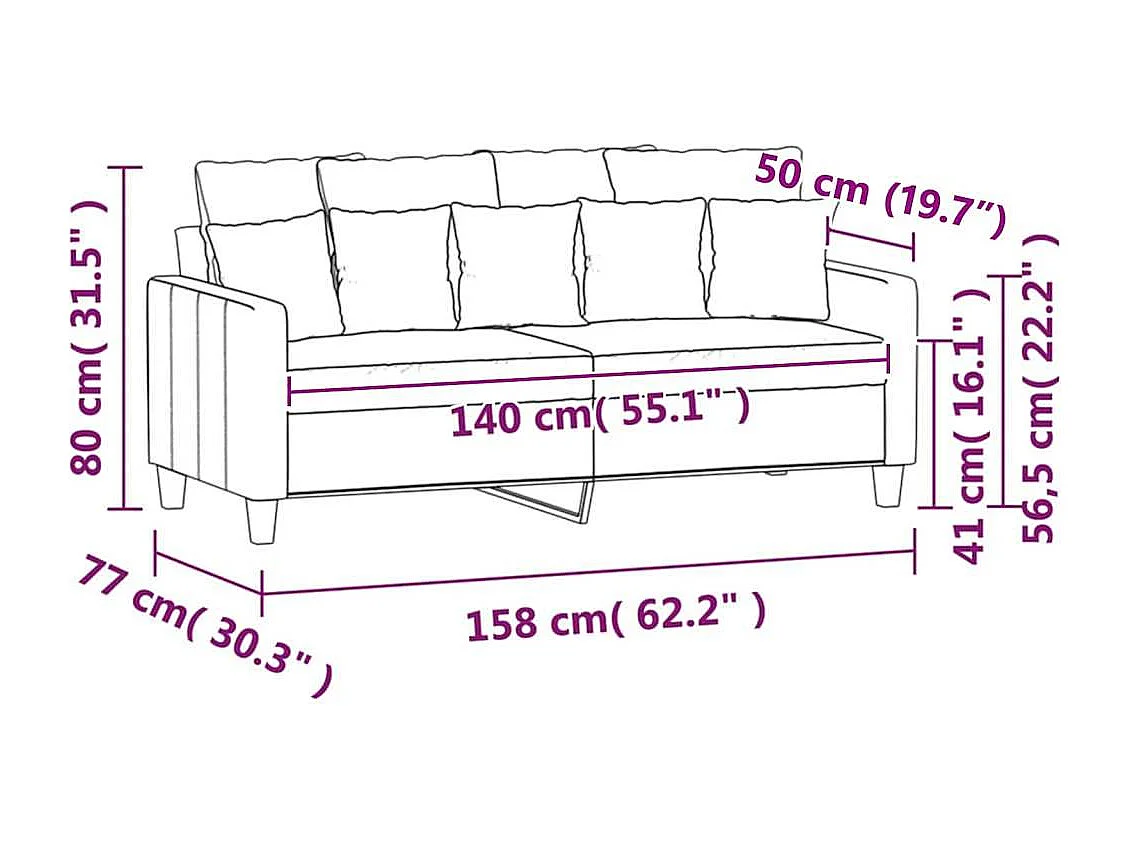 Kanapa 2-osobowa Czerwony Bordeaux 140 cm Tkanina Nowoczesna Wygodna