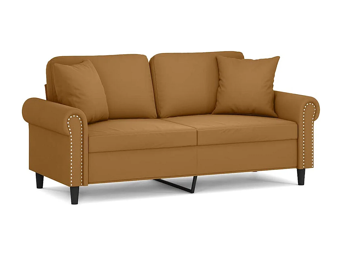 Tweezitsbank met sierkussens 140 cm fluweel bruin