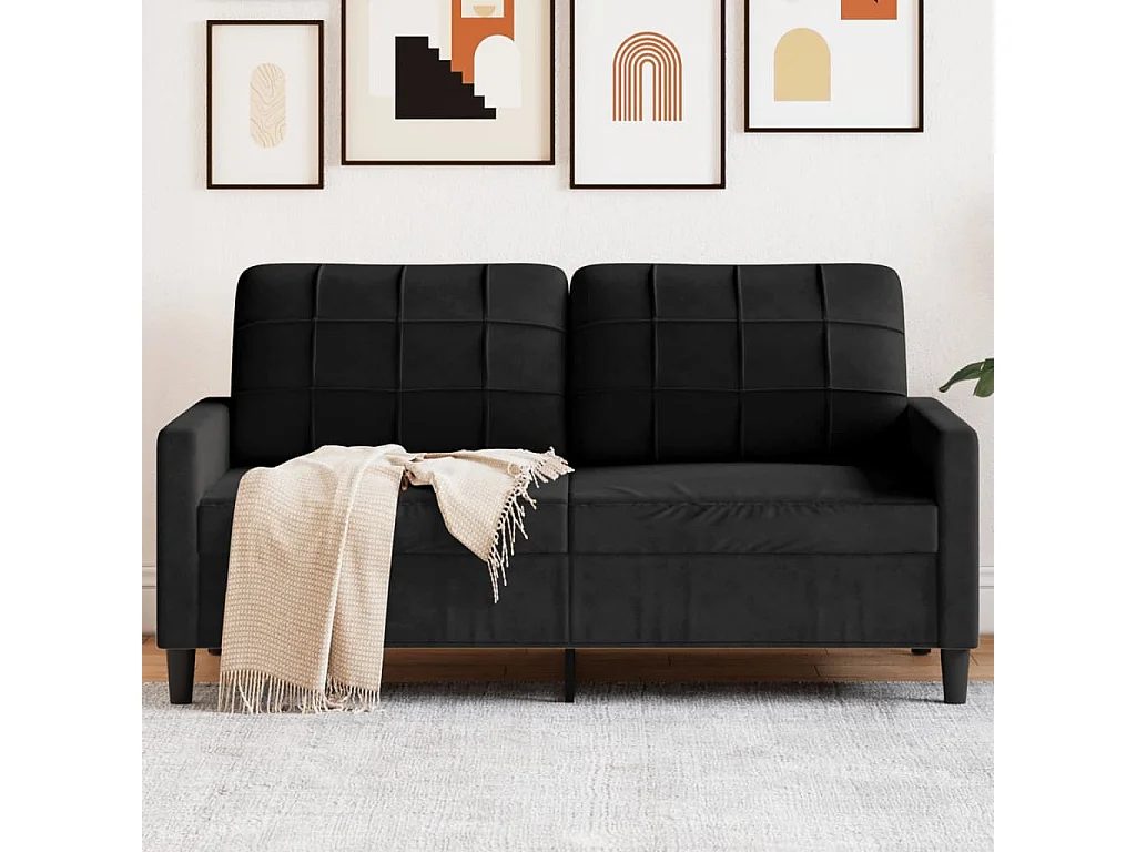 Sofá de 2 lugares veludo 140 cm preto
