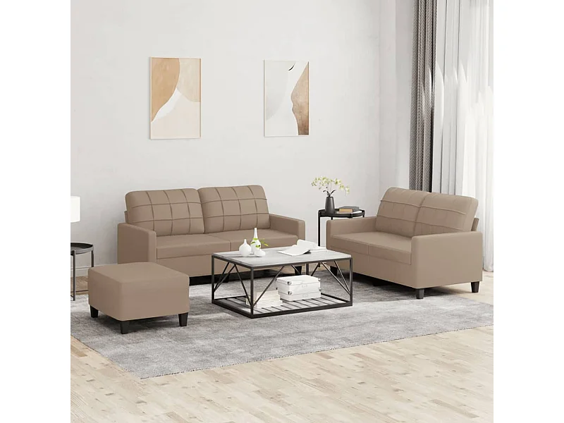 Ensemble de canapés 3 pcs avec coussins Cappuccino Similicuir