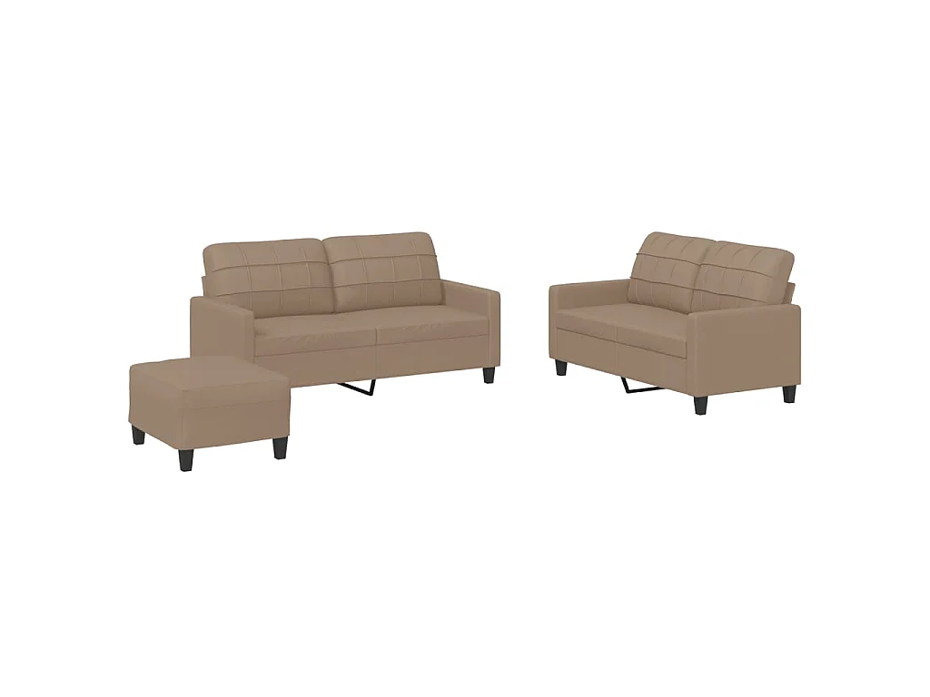 Ensemble de canapés 3 pcs avec coussins Cappuccino Similicuir