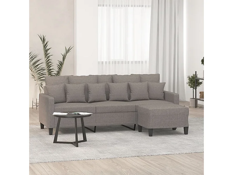 3-Sitzer-Sofa mit Hocker Taupe 180 cm Stoff