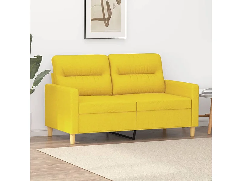 Divano a 2 Posti Giallo Chiaro 120 cm in Tessuto