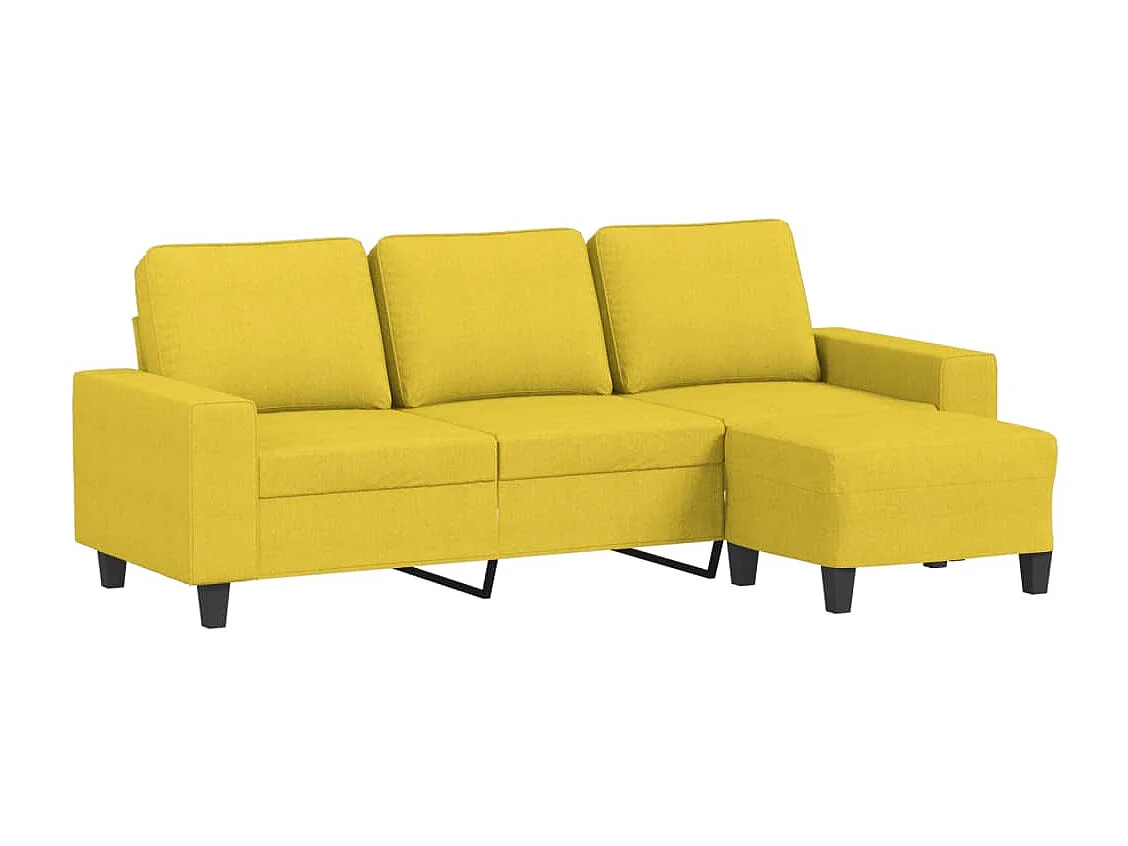 3-Sitzer-Sofa mit Hocker Hellgelb 180 cm Stoff