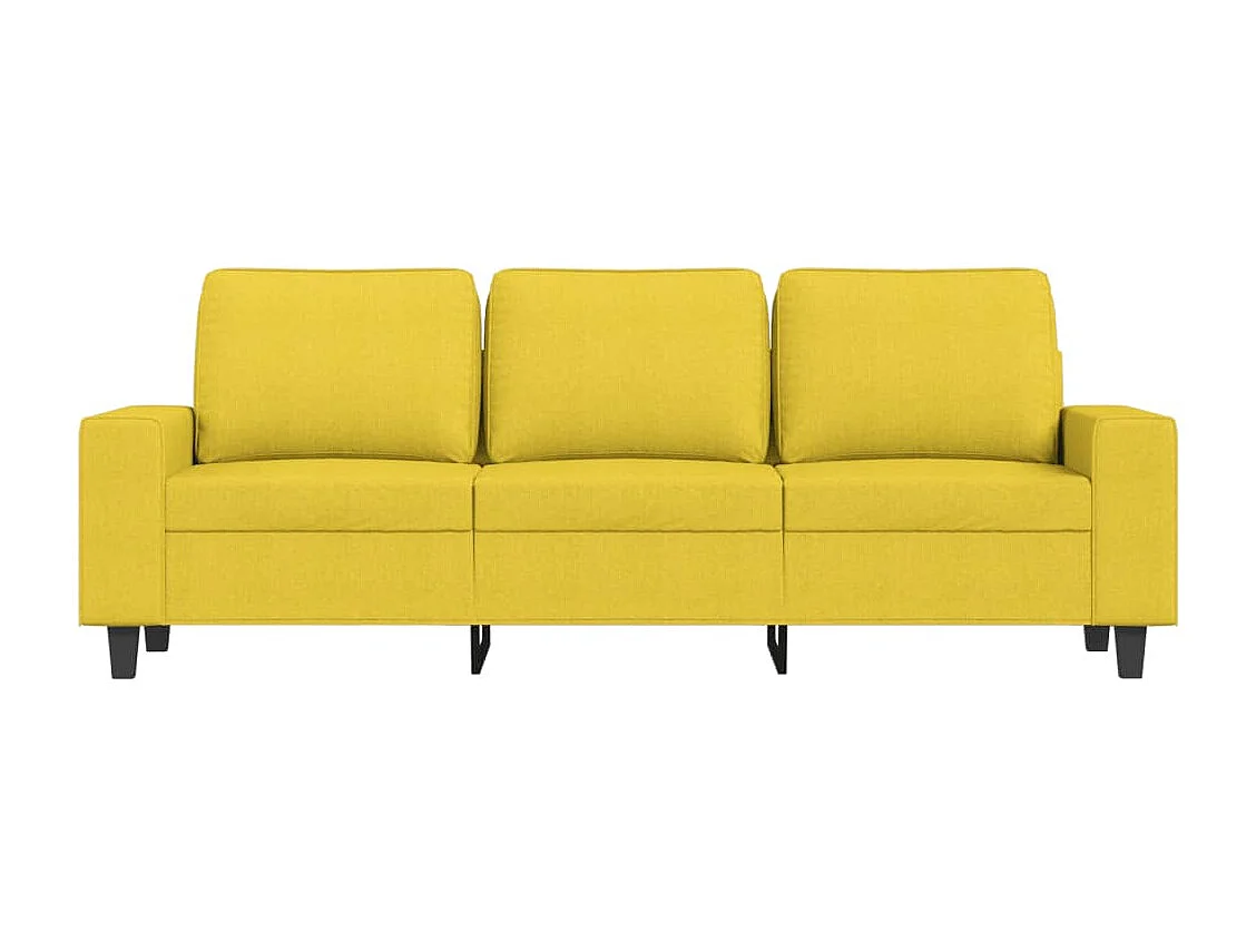3-Sitzer-Sofa mit Hocker Hellgelb 180 cm Stoff