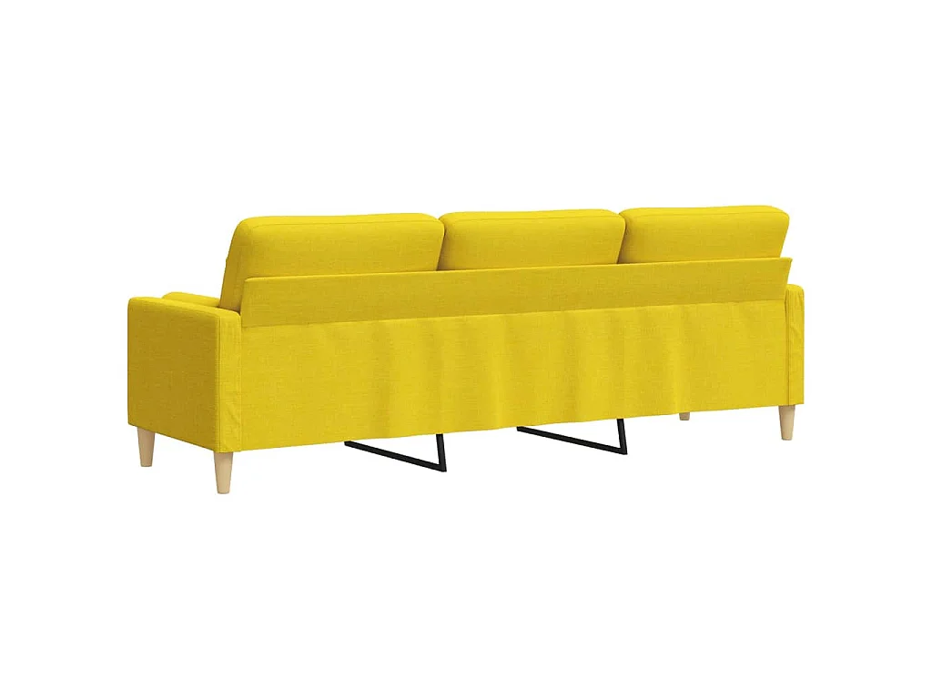 Canapé 3 places avec oreillers jaune clair 210 cm tissu