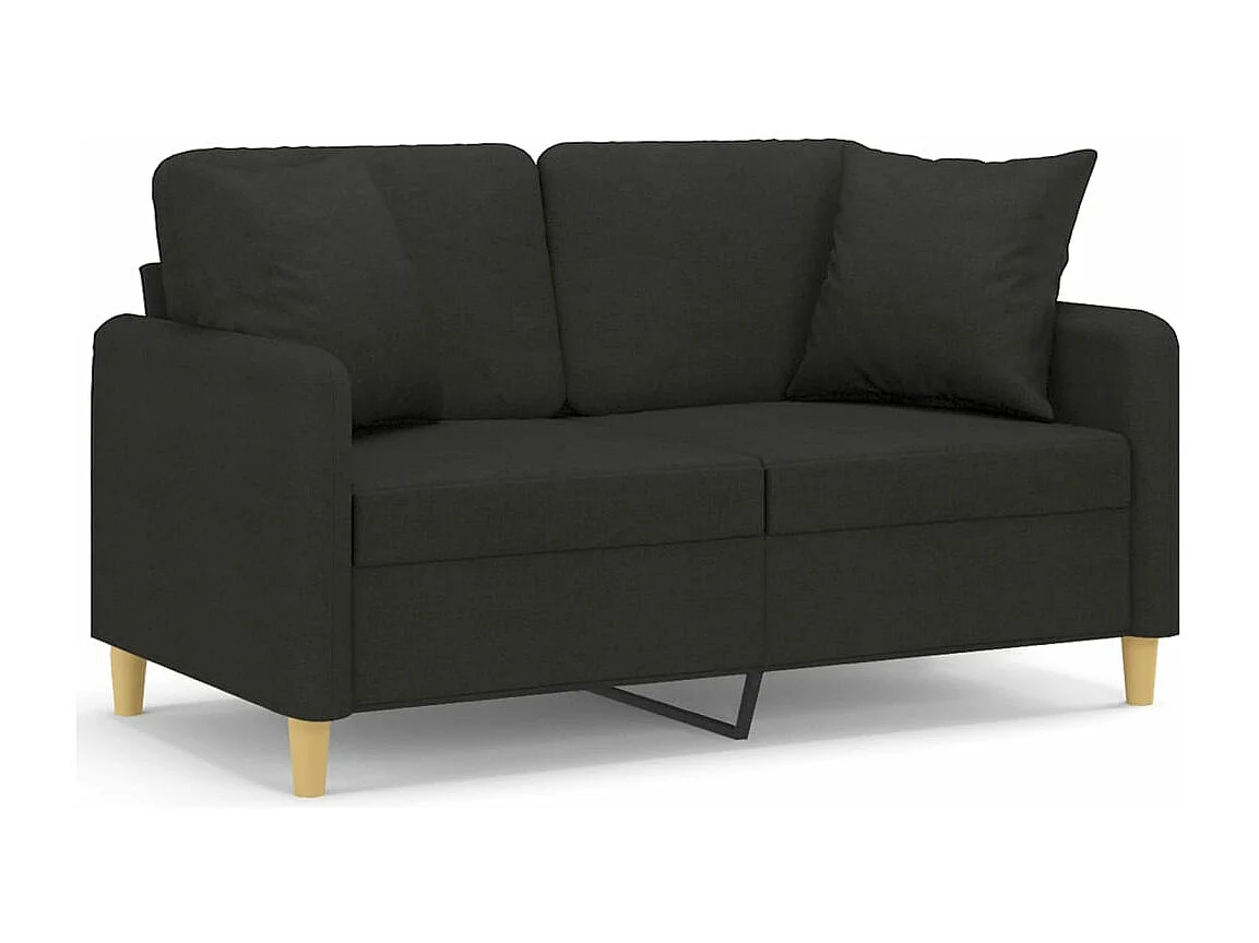 Canapé 2 places avec oreillers décoratifs noir 120 cm tissu