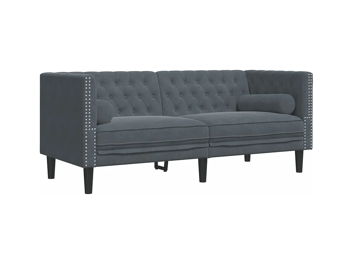 2-delige Loungeset Chesterfield en bolsters fluweel donkergrijs